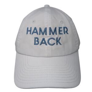 Hammer Back Strapback Baseball Cap White One Size Adjustable Embroidered 6 Panel